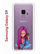 Чехол-накладка Samsung Galaxy S9  (580669) Kruche PRINT Pink Hair