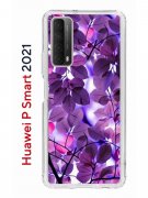 Чехол-накладка Huawei P Smart 2021 Kruche Print Purple leaves