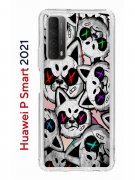 Чехол-накладка Huawei P Smart 2021 Kruche Print Angry Cats