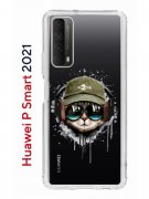 Чехол-накладка Huawei P Smart 2021 (594564) Kruche PRINT Кот в наушниках