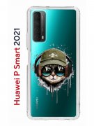 Чехол-накладка Huawei P Smart 2021 (594564) Kruche PRINT Кот в наушниках