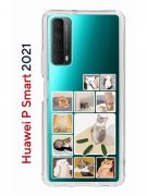 Чехол-накладка Huawei P Smart 2021 Kruche Print Коты-Мемы