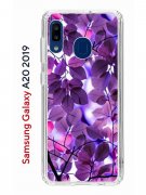 Чехол-накладка Samsung Galaxy A20 2019 (580663) Kruche PRINT Purple leaves