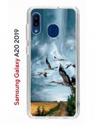Чехол-накладка Samsung Galaxy A20 2019 (580663) Kruche PRINT Журавли