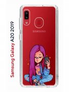 Чехол-накладка Samsung Galaxy A20 2019 (580663) Kruche PRINT Pink Hair