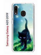 Чехол-накладка Samsung Galaxy A20 2019/A30 2019 Kruche Print Черный кот