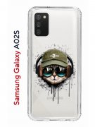 Чехол-накладка Samsung Galaxy A02s (594636) Kruche PRINT Кот в наушниках