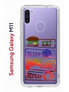 Чехол-накладка Samsung Galaxy M11 Kruche Print Repeat