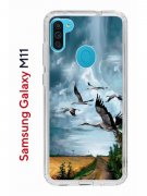 Чехол-накладка Samsung Galaxy M11 (588927) Kruche PRINT Журавли
