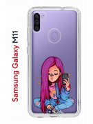 Чехол-накладка Samsung Galaxy M11 (588927) Kruche PRINT Pink Hair