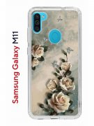 Чехол-накладка Samsung Galaxy M11 (588927) Kruche PRINT Белая роза