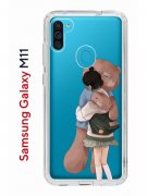 Чехол-накладка Samsung Galaxy M11 (588927) Kruche PRINT Девочка с мишкой