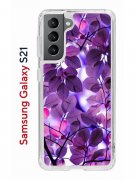 Чехол-накладка Samsung Galaxy S21 Kruche Print Purple leaves