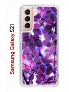 Чехол-накладка Samsung Galaxy S21 Kruche Print Purple leaves