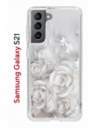 Чехол-накладка Samsung Galaxy S21/S30 Kruche Print White roses