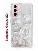 Чехол-накладка Samsung Galaxy S21/S30 Kruche Print White roses