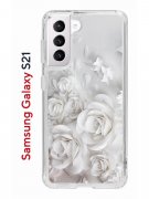 Чехол-накладка Samsung Galaxy S21/S30 Kruche Print White roses