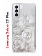 Чехол-накладка Samsung Galaxy S21 Plus Kruche Print White roses