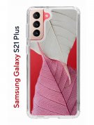 Чехол-накладка Samsung Galaxy S21 Plus Kruche Print Pink and white