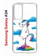 Чехол-накладка Samsung Galaxy A34 5G (637294) Kruche PRINT Flying Unicorn