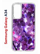 Чехол-накладка Samsung Galaxy A34 5G (637294) Kruche PRINT Purple leaves