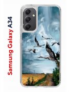 Чехол-накладка Samsung Galaxy A34 5G (637294) Kruche PRINT Журавли