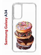 Чехол-накладка Samsung Galaxy A34 5G (637294) Kruche PRINT Donuts