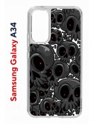 Чехол-накладка Samsung Galaxy A34 5G (637294) Kruche PRINT Skull gray