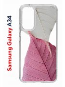 Чехол-накладка Samsung Galaxy A34 5G (637294) Kruche PRINT Pink and white