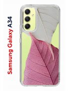 Чехол-накладка Samsung Galaxy A34 5G (637294) Kruche PRINT Pink and white