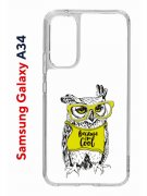 Чехол-накладка Samsung Galaxy A34 5G (637294) Kruche PRINT Сова в очках