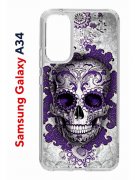 Чехол-накладка Samsung Galaxy A34 5G (637294) Kruche PRINT Sugar Skull