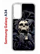 Чехол-накладка Samsung Galaxy A34 5G (637294) Kruche PRINT Skull Hands