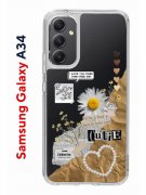 Чехол-накладка Samsung Galaxy A34 5G (637294) Kruche PRINT Крафтовые наклейки