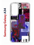 Чехол-накладка Samsung Galaxy A34 5G (637294) Kruche PRINT Стикеры Киберпанк