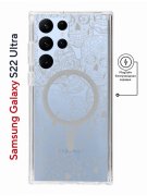 Чехол-накладка Samsung Galaxy S22 Ultra Kruche Magnet Print Skull White