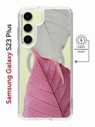 Чехол-накладка Samsung Galaxy S23 Plus Kruche Magnet Print Pink and white