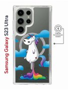 Чехол-накладка Samsung Galaxy S23 Ultra Kruche Magnet Print Flying Unicorn