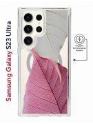 Чехол-накладка Samsung Galaxy S23 Ultra Kruche Magnet Print Pink and white