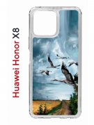 Чехол-накладка Huawei Honor X8 (638517) Kruche PRINT Журавли