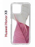 Чехол-накладка Huawei Honor X8 (638517) Kruche PRINT Pink and white
