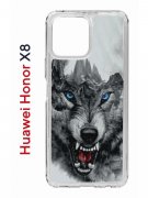 Чехол-накладка Huawei Honor X8 (638517) Kruche PRINT Волк