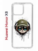Чехол-накладка Huawei Honor X8 (638517) Kruche PRINT Кот в наушниках