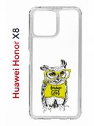 Чехол-накладка Huawei Honor X8 (638517) Kruche PRINT Сова в очках