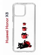 Чехол-накладка Huawei Honor X8 (638517) Kruche PRINT Котенок в чашке