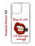 Чехол-накладка Huawei Honor X8 (638517) Kruche PRINT Red lipstick