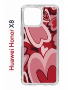 Чехол-накладка Huawei Honor X8 (638517) Kruche PRINT Сердечки