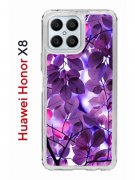 Чехол-накладка Huawei Honor X8 (638517) Kruche PRINT Purple leaves