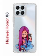 Чехол-накладка Huawei Honor X8 (638517) Kruche PRINT Pink Hair