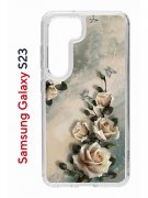 Чехол-накладка Samsung Galaxy S23 (638518) Kruche PRINT Белые розы